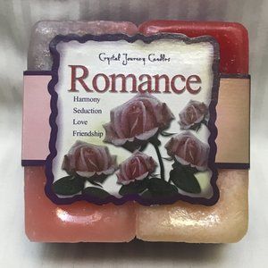 NEW IN PACKAGE! CRYSTAL JOURNEY SET OF 4 - 2" CANDLES FOR ROMANCE.